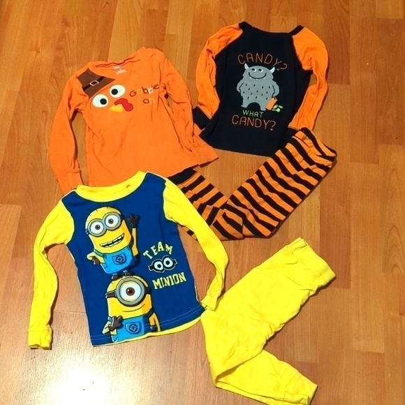 3t 4T pajamas Thanksgiving Halloween minions snug fit pants shirt toddler - Picture 1 of 10
